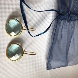 Suzy B earrings - light blue stone gold plated